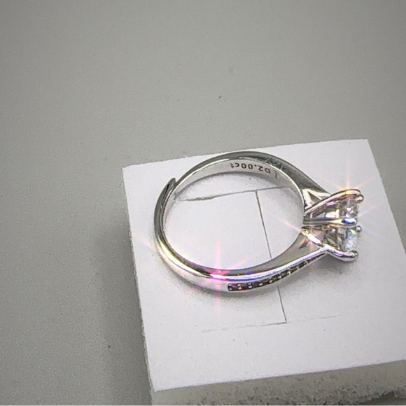 Silver Wedding Ring Diamond Simulant Adjustable New - Picture 11 of 16